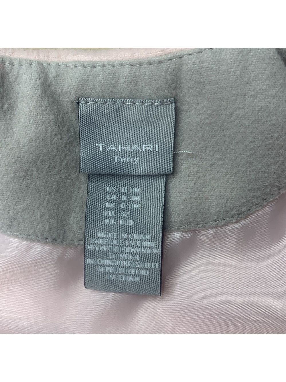 Tahari Baby Pink & Gray Full Length Pleated Coat Size 0-3 months - Picture 2 of 5